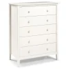 Dressers & Chests-Kirkland's Home Brazilian Pine Wood 5-Drawer Chest White