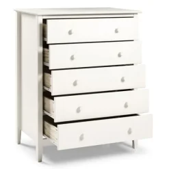 Dressers & Chests-Kirkland's Home Brazilian Pine Wood 5-Drawer Chest White
