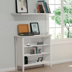 Bookshelves-Kirkland's Home Brazilian Pine Wood Short Bookshelf White