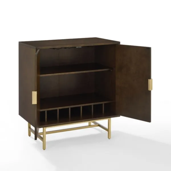 Cabinets & Sideboards-Kirkland's Home Brielle Golden Circle Wine Cabinet Brown