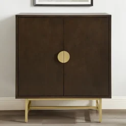 Cabinets & Sideboards-Kirkland's Home Brielle Golden Circle Wine Cabinet Brown