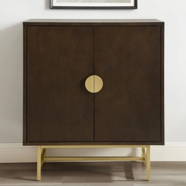 Cabinets & Sideboards-Kirkland's Home Brielle Golden Circle Wine Cabinet Brown