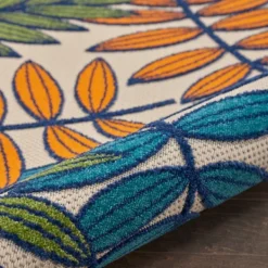Outdoor Rugs-Kirkland's Home Bright Branches Round Outdoor Area Rug, 7X7 Orange/Green/Blue