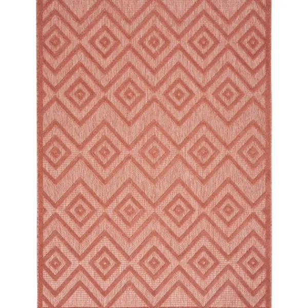 Outdoor Rugs-Kirkland's Home Bright Coral Diamond Outdoor Area Rug, 6X9 Orange