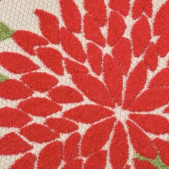 Outdoor Rugs-Kirkland's Home Bright Leaves Round Outdoor Area Rug, 5X5 Red/Blue/Orange
