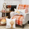 Blankets & Throws-Kirkland's Home Bright Orange Harvest Plaid Throw Orange/White