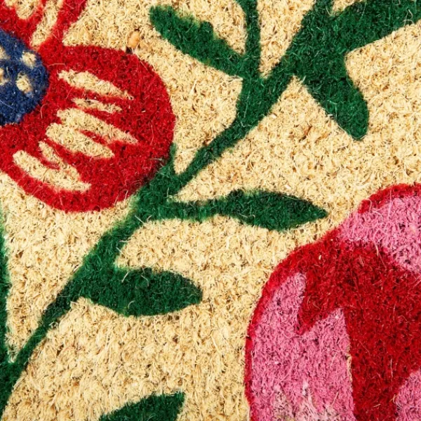Doormats-Kirkland's Home Bright Summer Blossoms Coir Doormat Tan/Pink/Yellow