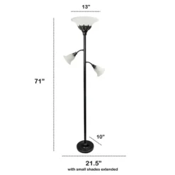 Floor Lamps-Kirkland's Home Bronze And White 3-Scallop Glass Floor Lamp Brown
