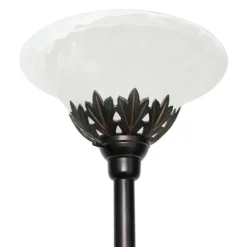 Floor Lamps-Kirkland's Home Bronze And White 3-Scallop Glass Floor Lamp Brown