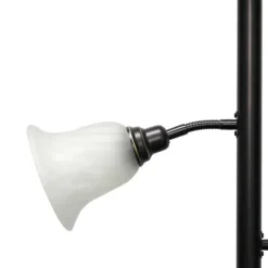 Floor Lamps-Kirkland's Home Bronze And White 3-Scallop Glass Floor Lamp Brown