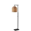 Floor Lamps-Kirkland's Home Bronze And Woven Rat Stem Floor Lamp Tan