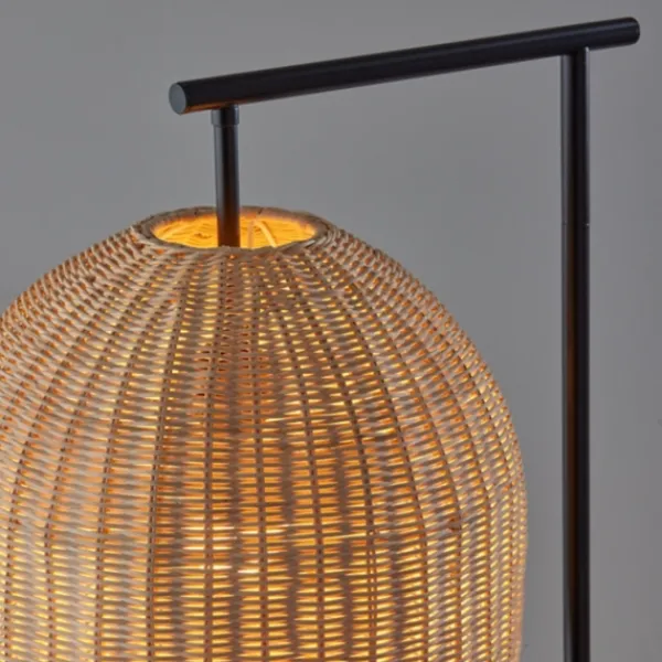 Floor Lamps-Kirkland's Home Bronze And Woven Rat Stem Floor Lamp Tan