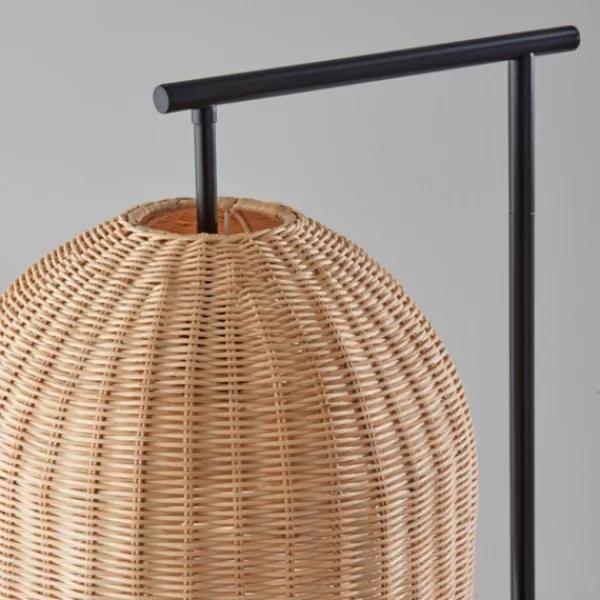 Floor Lamps-Kirkland's Home Bronze And Woven Rat Stem Floor Lamp Tan
