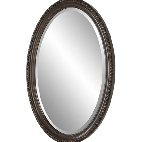 Decorative Mirrors-Kirkland's Home Bronze Beaded Frame Oval Mirror
