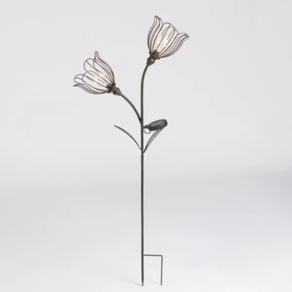 Outdoor Lighting-Kirkland's Home Bronze Flowers Solar Lantern Yard Stake Gold