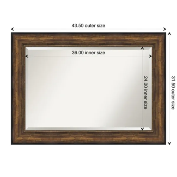 Decorative Mirrors-Kirkland's Home Bronze Frame Beveled Mirror, 43.5X31.5 In.