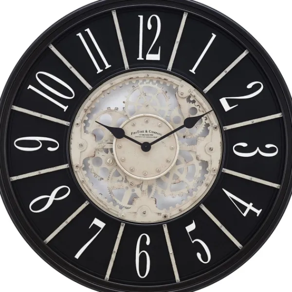 Clocks-Kirkland's Home Bronze Frame Montevello Gears Wall Clock Ivory