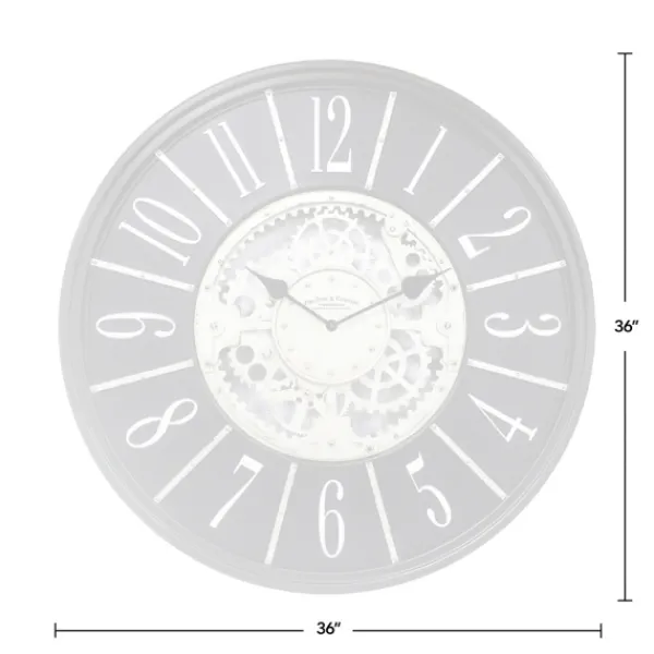 Clocks-Kirkland's Home Bronze Frame Montevello Gears Wall Clock Ivory