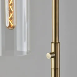 Floor Lamps-Kirkland's Home Bronze Glass Cylinder Shade Floor Lamp Clear