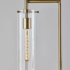 Floor Lamps-Kirkland's Home Bronze Glass Cylinder Shade Floor Lamp Clear