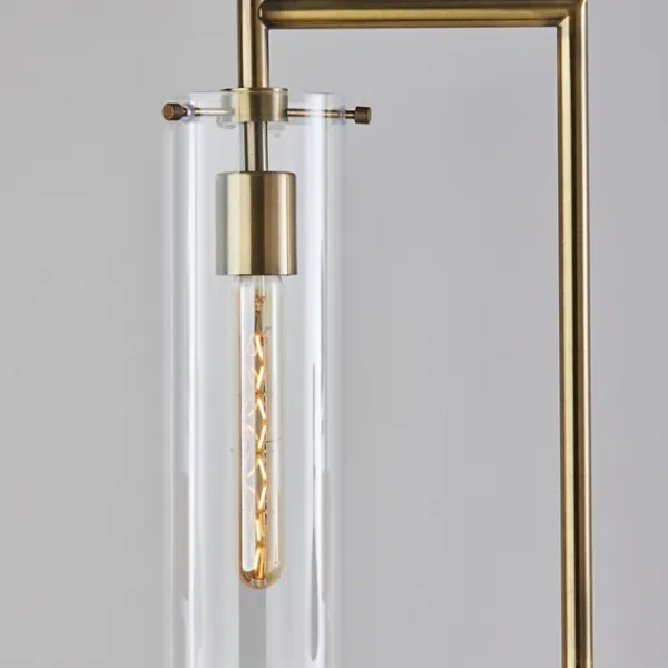 Floor Lamps-Kirkland's Home Bronze Glass Cylinder Shade Floor Lamp Clear