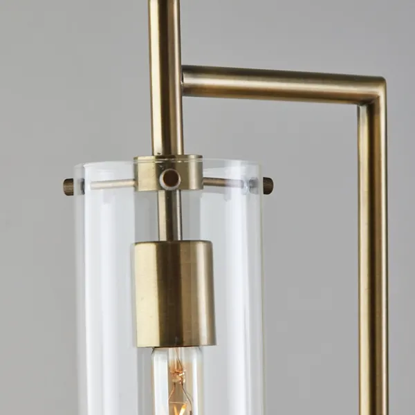 Floor Lamps-Kirkland's Home Bronze Glass Cylinder Shade Floor Lamp Clear