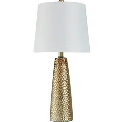 Table Lamps-Kirkland's Home Bronze Hammered Table Lamp White