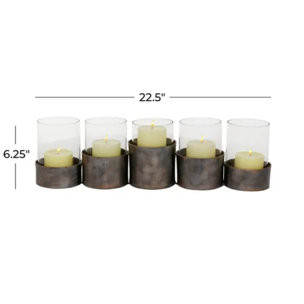 Candle Holders-Kirkland's Home Bronze Iron Runner Brown