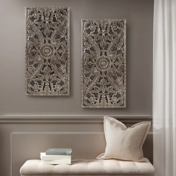 Wall Plaques-Kirkland's Home Bronze Madison Park Floral Wall Plaques, Set Of 2 Brown