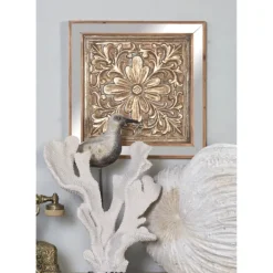 Wall Plaques-Kirkland's Home Bronze Metal Mirror Floral Wall Plaques, Set Of 3 Brown