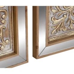Wall Plaques-Kirkland's Home Bronze Metal Mirror Floral Wall Plaques, Set Of 3 Brown