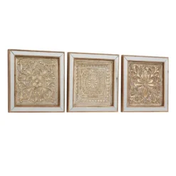 Wall Plaques-Kirkland's Home Bronze Metal Mirror Floral Wall Plaques, Set Of 3 Brown