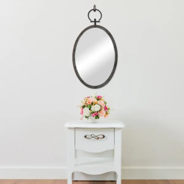 Decorative Mirrors-Kirkland's Home Bronze Metal Oval Ring And Rivet Trim Mirror
