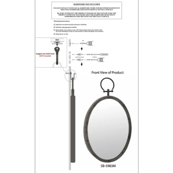 Decorative Mirrors-Kirkland's Home Bronze Metal Oval Ring And Rivet Trim Mirror
