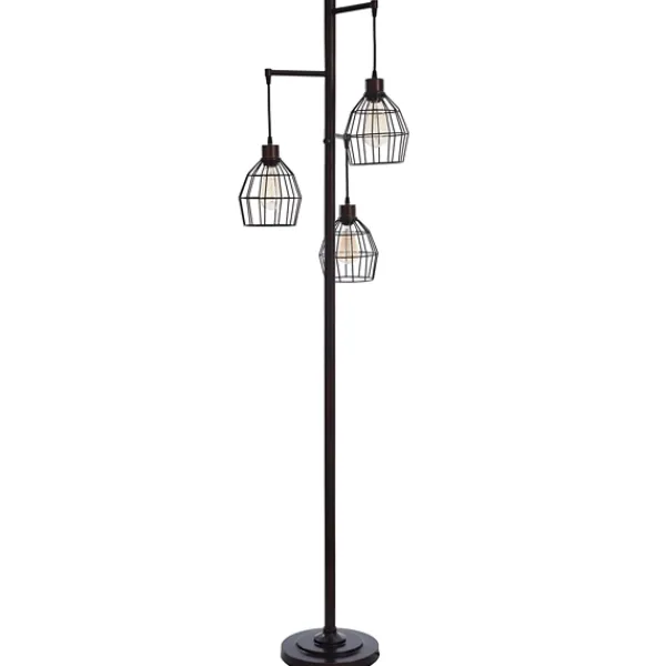Floor Lamps-Kirkland's Home Bronze Metal 3-Tier Floor Lamp Brown