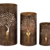 Candle Holders-Kirkland's Home Bronze Metal Tree Hurricanes, Set Of 3 Brown