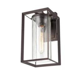 Outdoor Lighting-Kirkland's Home Bronze Open Seeded Glass Outdoor Sconce Brown