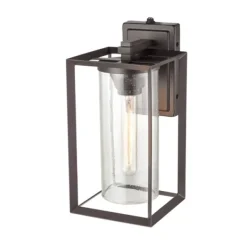 Outdoor Lighting-Kirkland's Home Bronze Open Seeded Glass Outdoor Sconce Brown