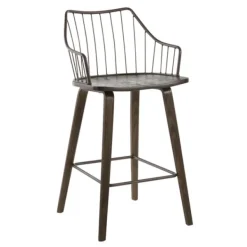 Bar Stools & Counter Height Stools-Kirkland's Home Bronze Poplar Wood Counter Stool Brown