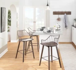 Bar Stools & Counter Height Stools-Kirkland's Home Bronze Poplar Wood Counter Stool Brown