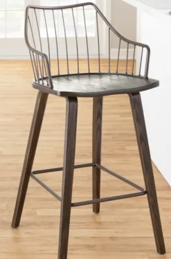 Bar Stools & Counter Height Stools-Kirkland's Home Bronze Poplar Wood Counter Stool Brown