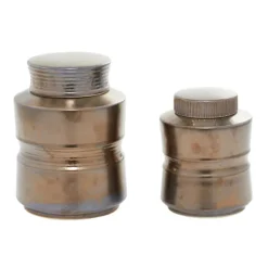 Decorative Bowls & Jars-Kirkland's Home Bronze Ribbed Ceramic Jars, Set Of 2 Brown