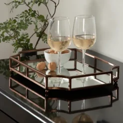 Decorative Trays-Kirkland's Home Bronze Scalloped Reflective Tray Brown