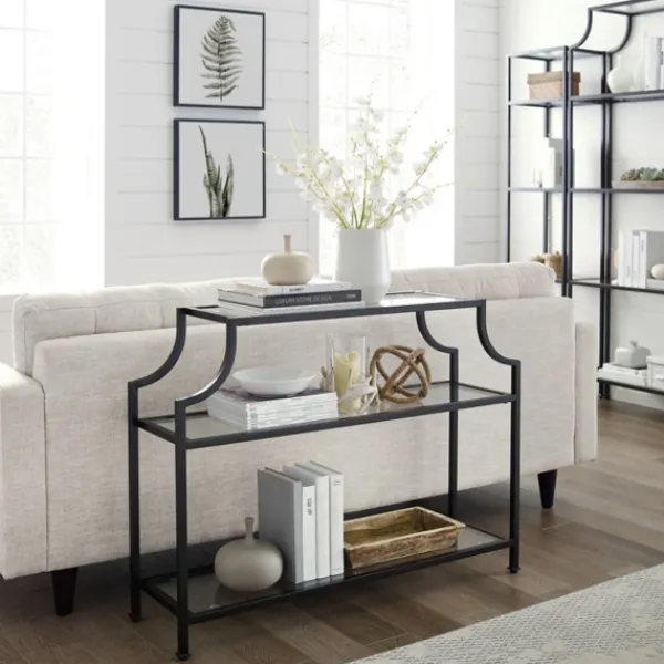 Console Tables-Kirkland's Home Bronze 3-Tier Ashlee Console Table Brown
