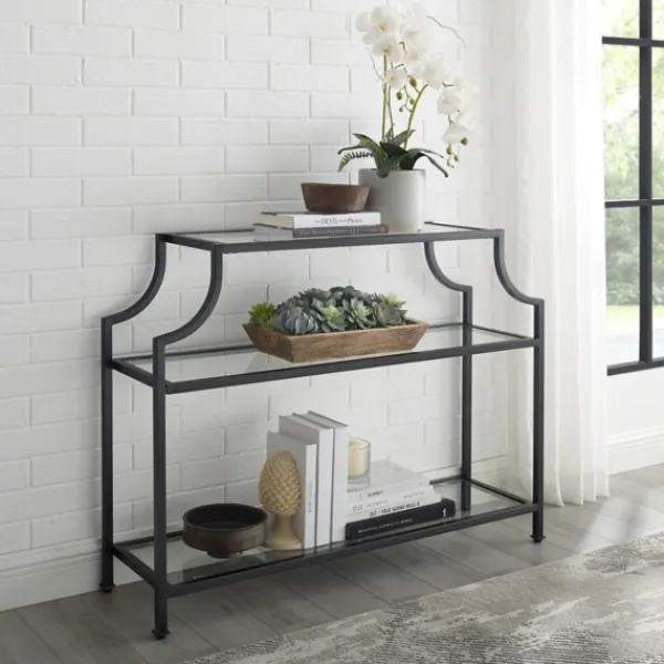 Console Tables-Kirkland's Home Bronze 3-Tier Ashlee Console Table Brown