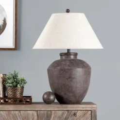 Table Lamps-Kirkland's Home Bronze Urn Resin Table Lamp Ivory