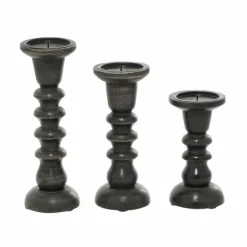 Candle Holders-Kirkland's Home Bronze Wood Column Candle Holders, Set Of 3 Brown