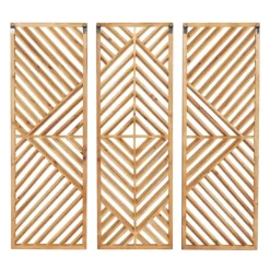 Wall Plaques-Kirkland's Home Bronze Wood Geometric Wall Plaques, Set Of 3 Tan