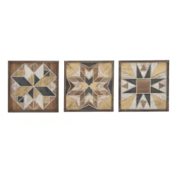 Wall Plaques-Kirkland's Home Brown Abstract Wood Framed Wall Plaques, Set Of 3 Brown/Gray