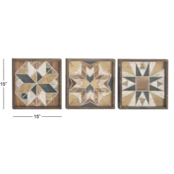 Wall Plaques-Kirkland's Home Brown Abstract Wood Framed Wall Plaques, Set Of 3 Brown/Gray